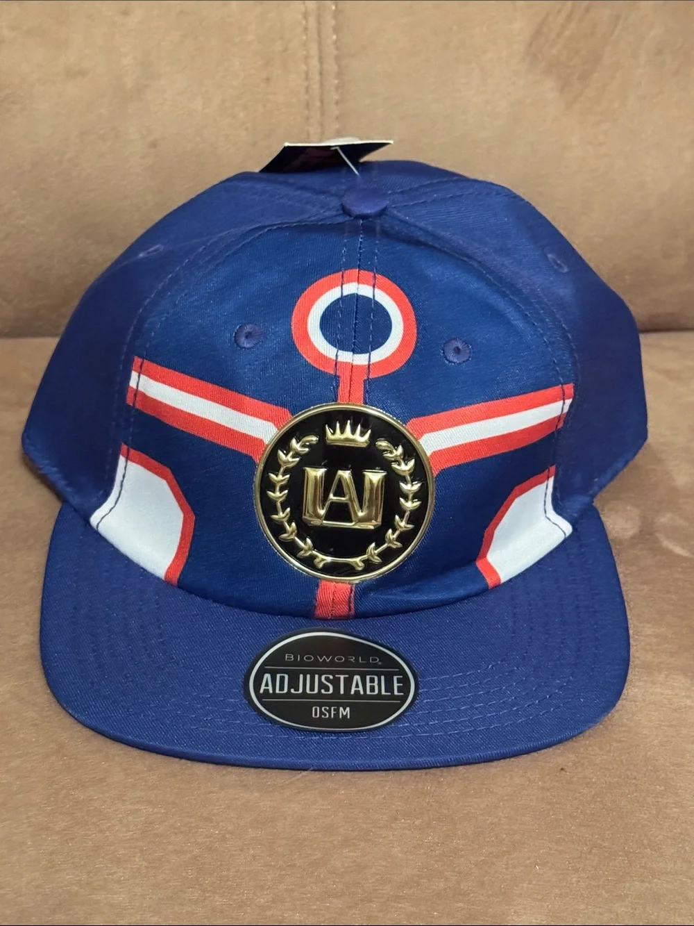 Bioworld Blue Snapback Hat with Red & White Accents and Gold Emblem